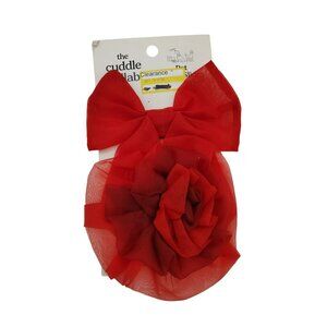 The Cuddle Collab Red Organza Floral Pet Collar Slide Bow Dog Cat New